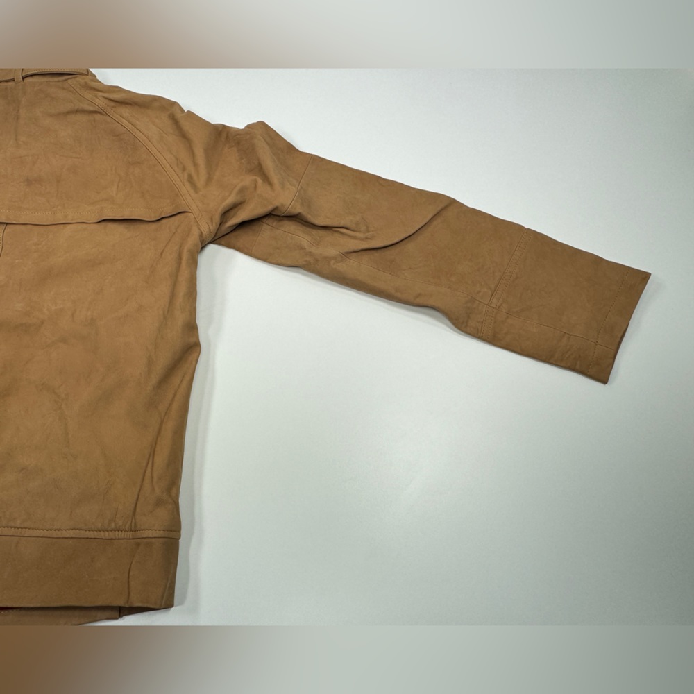 Surface to Air Seasaw Biker Jacket Tan Nubuck Leather Motorcycle Neck Straps M - Picture 9 of 16